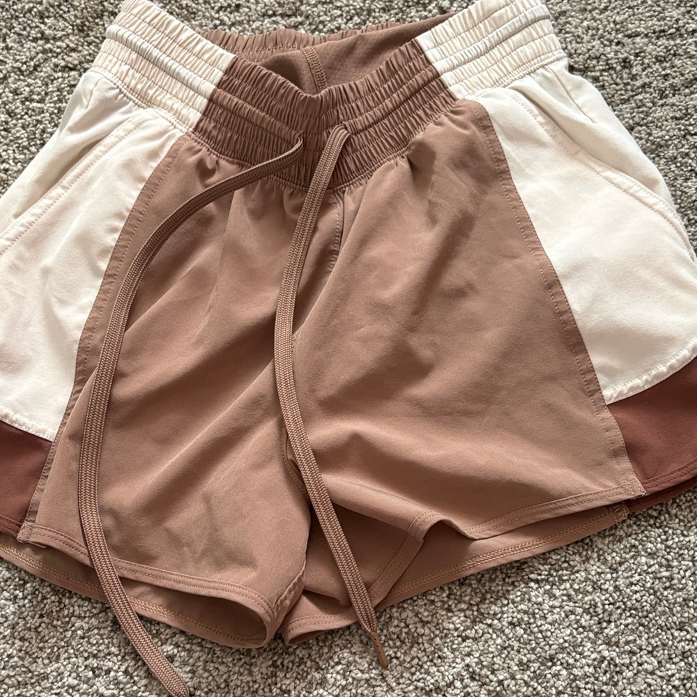 Women's Athletic Shorts in Brown and Cream